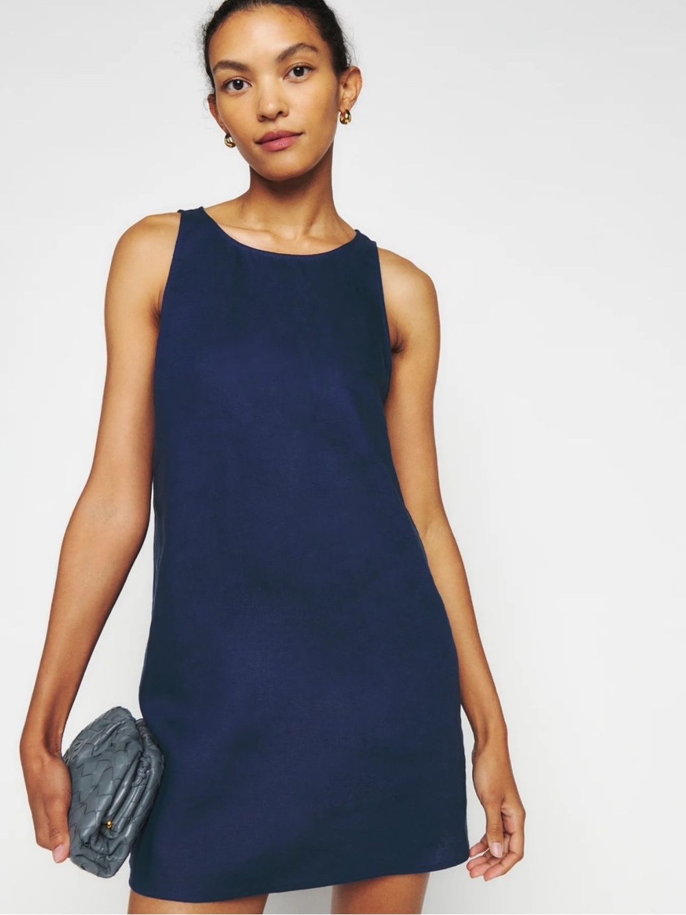 Reformation Navy Jessi Linen Dress Size 0 (PTP 17in) Retail $128